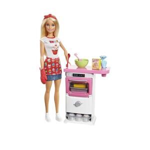 Barbie Careers Playset Blonde Bakery Chef Doll with Oven and Rising Deserts